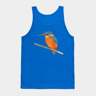 Cartoon Style Fishing Bird Black Outline Art Tank Top